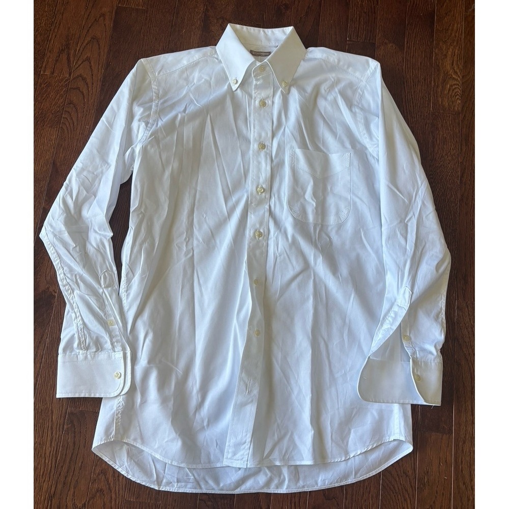 Vtg Gitman Bros Shirt Mens 15-34 Oxford Button Down OCBD USA Made Solid White